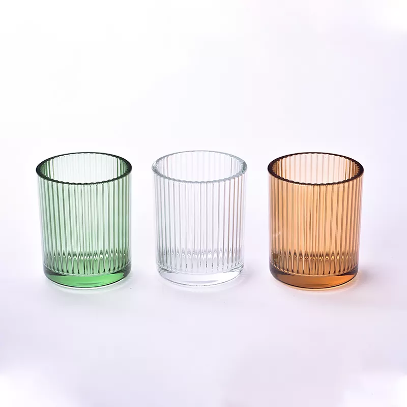 12oz Vertikal Striped Kaca Candle Holder