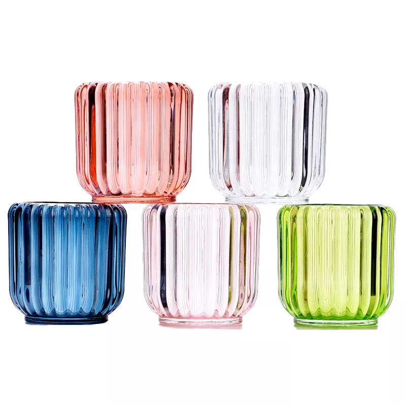 7oz Vertikal Striped Kaca Candle Holder