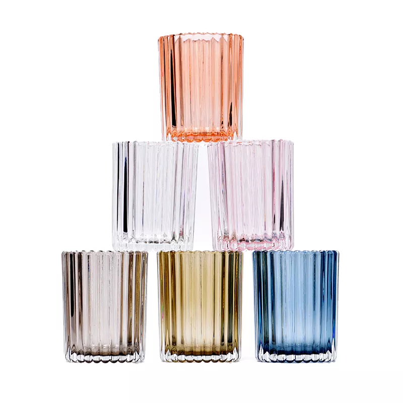8oz Vertikal Striped Kaca Candle Holder