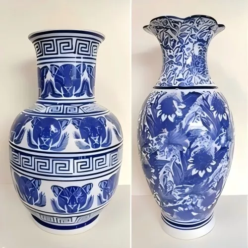 Vas Porselen Biru Putih