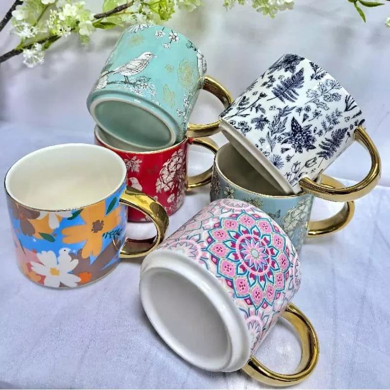 Mug Keramik Kanthi Electroplated Gold Handle