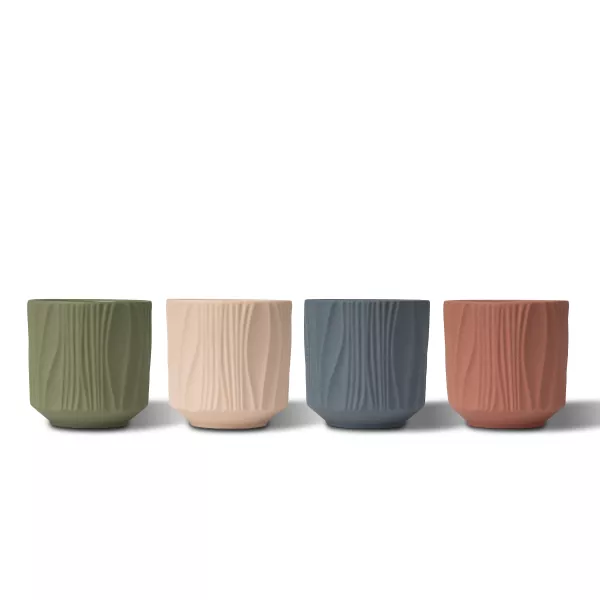 Patang-Warna Matte Pola Vertikal Wadhah Lilin Keramik Patang-Warna Matte Pola Vertikal Wadhah Lilin Keramik