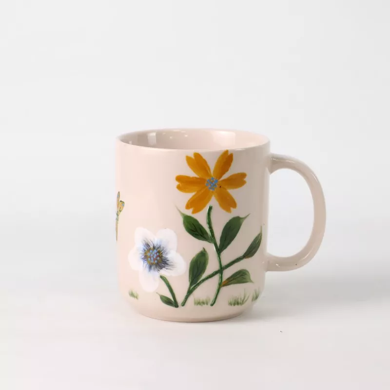 Mug Keramik Bunga Tangan Dicat