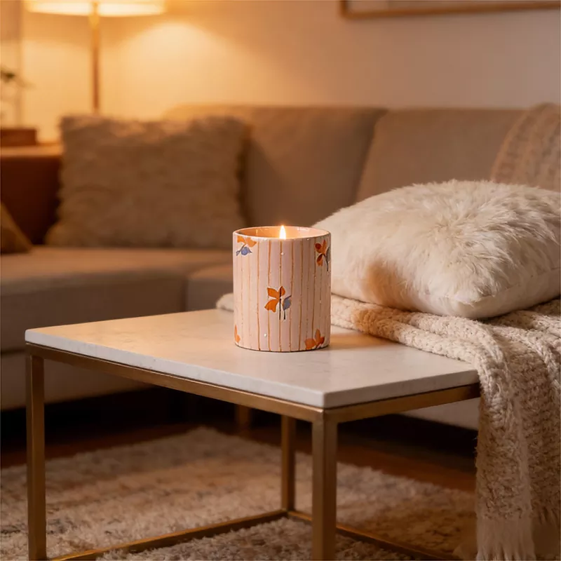 Handpainted Floral Keramik Candle Holder